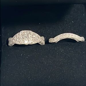 Zales 1/2 CT. T.W. Princess-Cut Diamond Twist Bridal Set in 14K White Gold